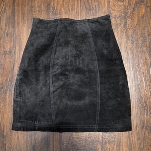 Vintage Black Suede Leather Mini Skirt Size 4